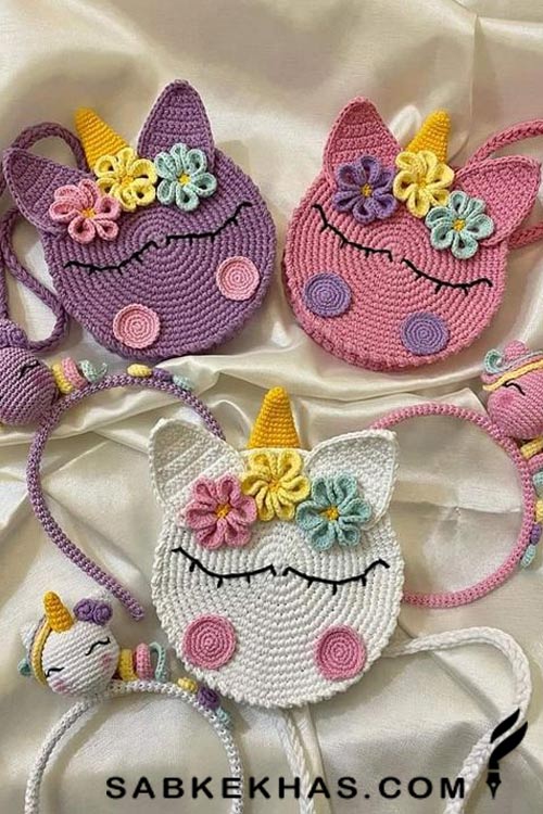 کیف بافتنی بچه گانه عروسکی
