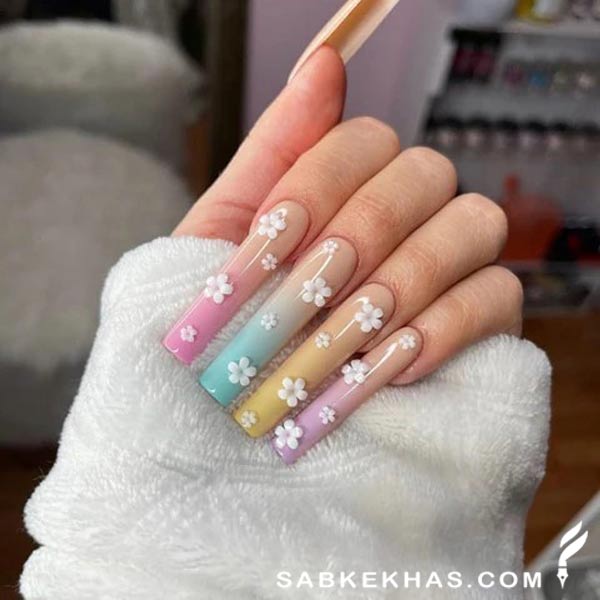 طراحی سه بعدی ناخن طرح گل