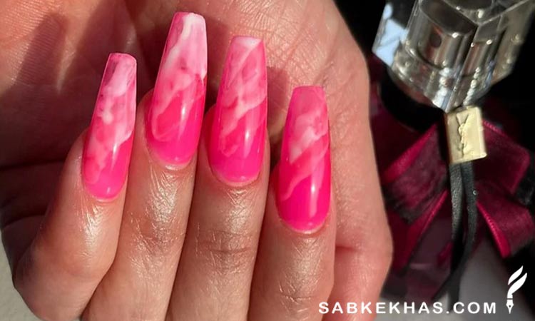 کاشت ناخن با رنگ سرخابی