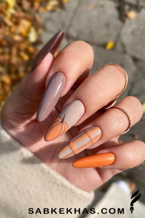 طرح ناخن پاییزی جذاب