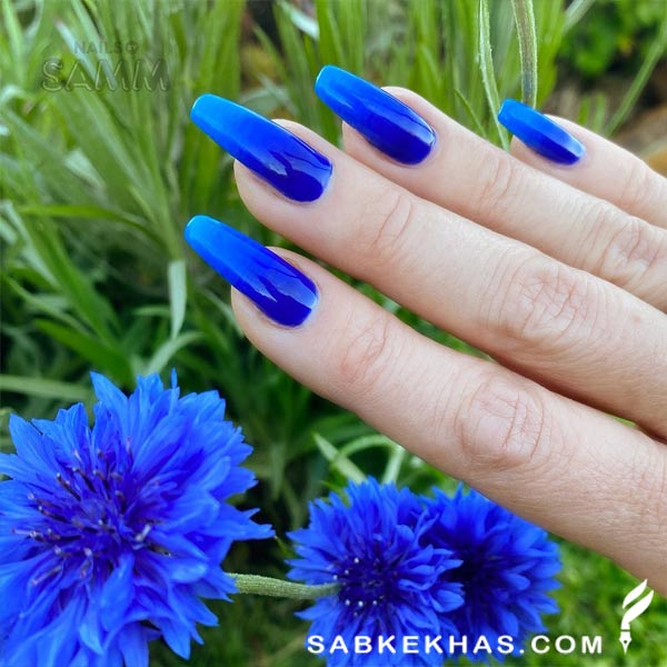 طرح ناخن سرمه‌ ای ساده