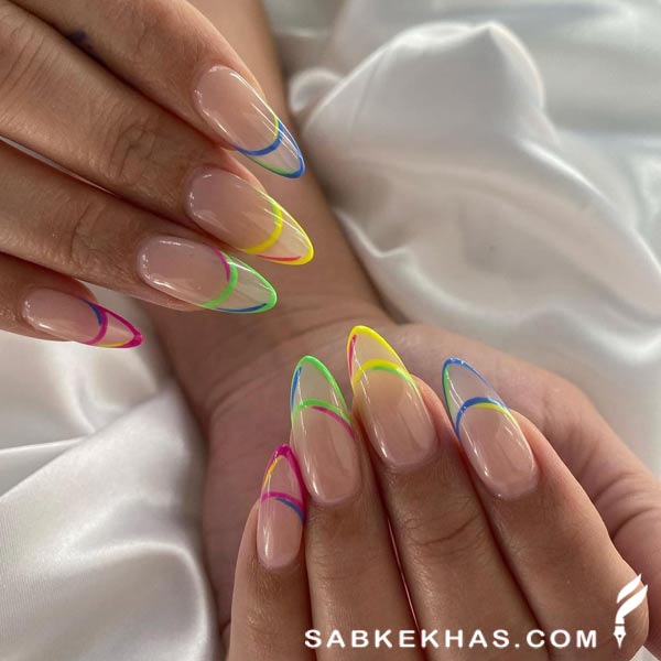 طراحی ناخن نئون رنگی