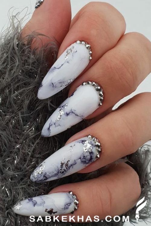 طراحی ناخن طوسی نقره ای طراحی ناخن طوسی نقره ای