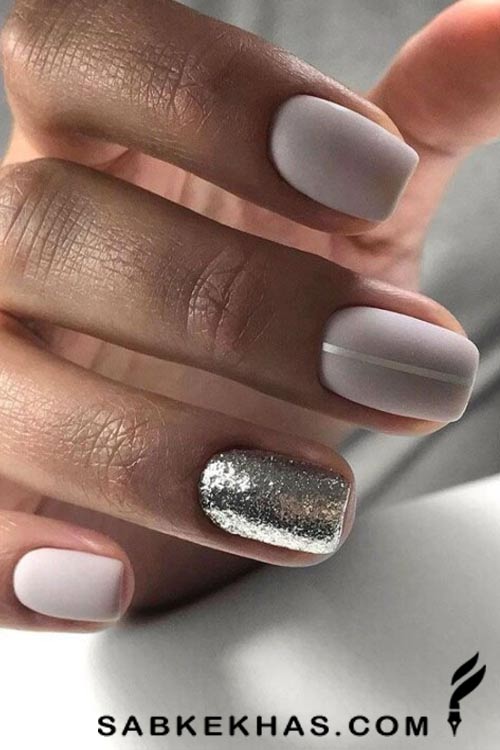 مدل ناخن اکلیلی نقره ای