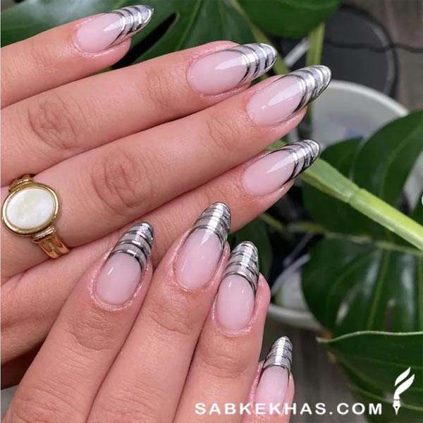 طرح ناخن نقره ای طرح ناخن نقره ای