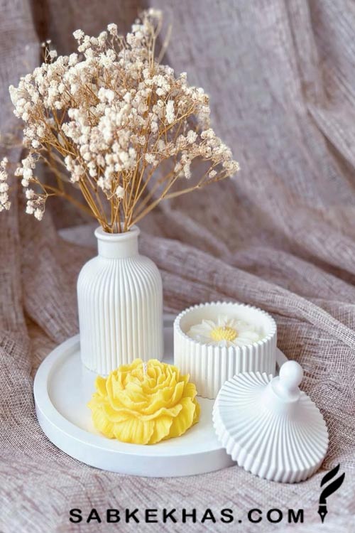 ست دکوری سنگ مصنوعی و شمع تزئینی ست دکوری سنگ مصنوعی و شمع تزئینی