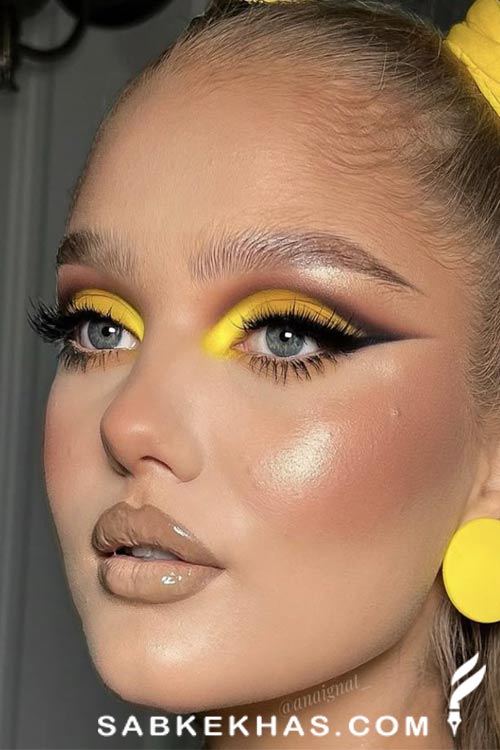 مدل میکاپ چشم با سایه زرد مدل میکاپ چشم با سایه زرد