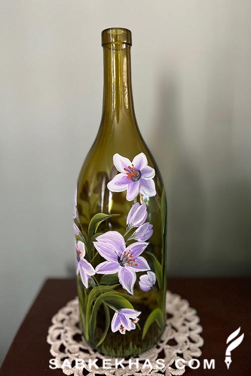 تزیین بطری شیشه ای