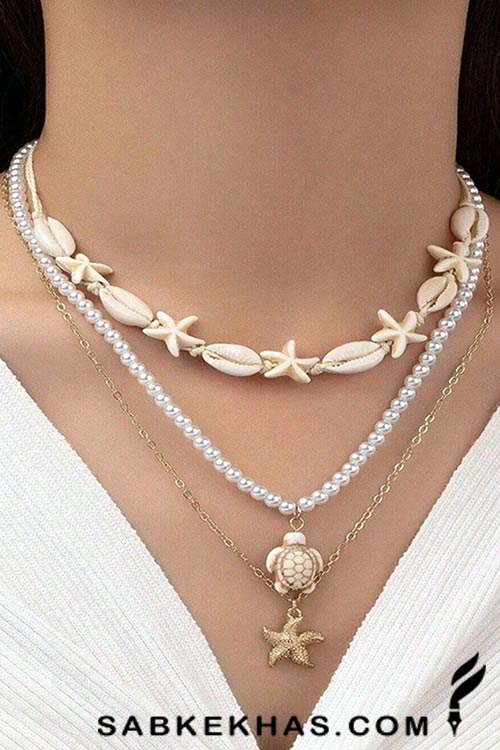 گردنبند ستاره دریایی و مروارید