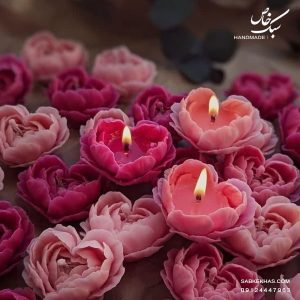 شمع گل رز قلبی