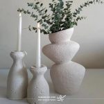 ست گلدان رومیزی مدل طبقه ای و ‌ست شمعدان سنگی