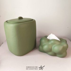 ست جا دستمال کاغذی ابری و سطل مدرن