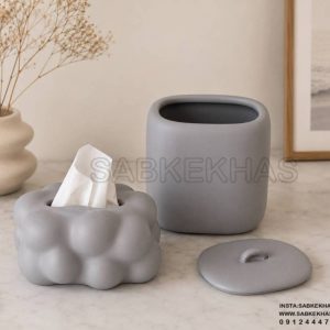 ست جا دستمال کاغذی ابری و سطل مدرن