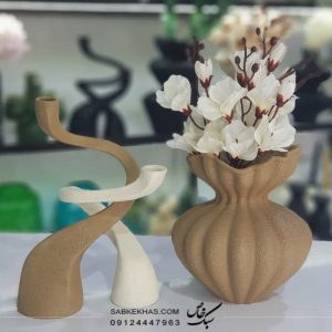 ست دکوری گلدان بقچه و جاشمعی زوج مکعبی