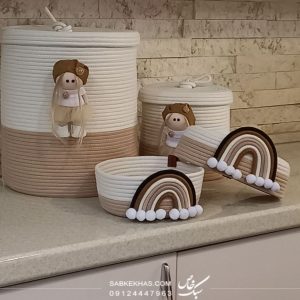 ست نظم دهنده اتاق کودک چهار تیکه عروسکی و رنگین کمونی