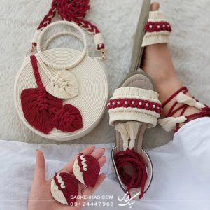 ست کیف و صندل مکرومه
