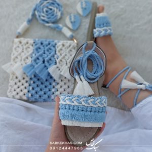 ست کیف و صندل زنانه مکرومه بافی