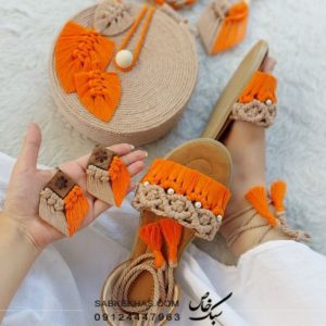 ست کیف و صندل زنانه مدل مکرومه