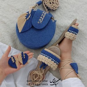 ست کیف و صندل مکرومه