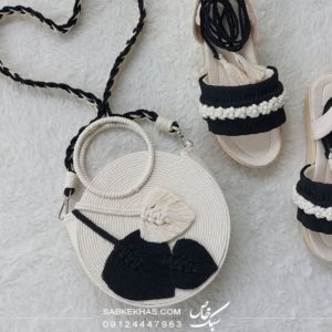 کیف و صندل مکرومه مشکی
