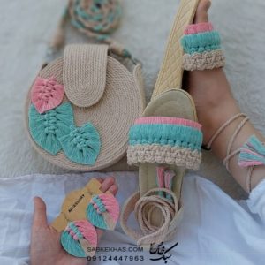 ست کیف و صندل زنانه مکرومه